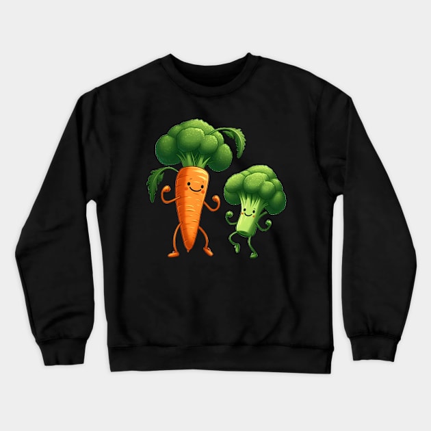 Carrot Dancing with Broccoli Crewneck Sweatshirt by FromBerlinGift